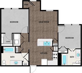 B4 - Two Bedroom / Two Bath - 900 Sq.Ft.*
